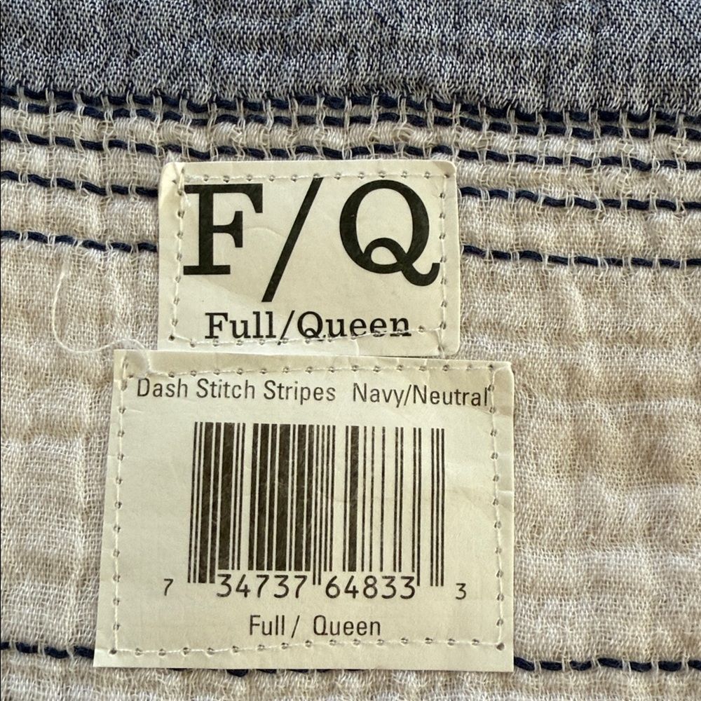 Bee & Willow Dash Stitch Stripes Duvet Cover Set Full/ Queen - Blue and Neutral - Picture 6 of 8
